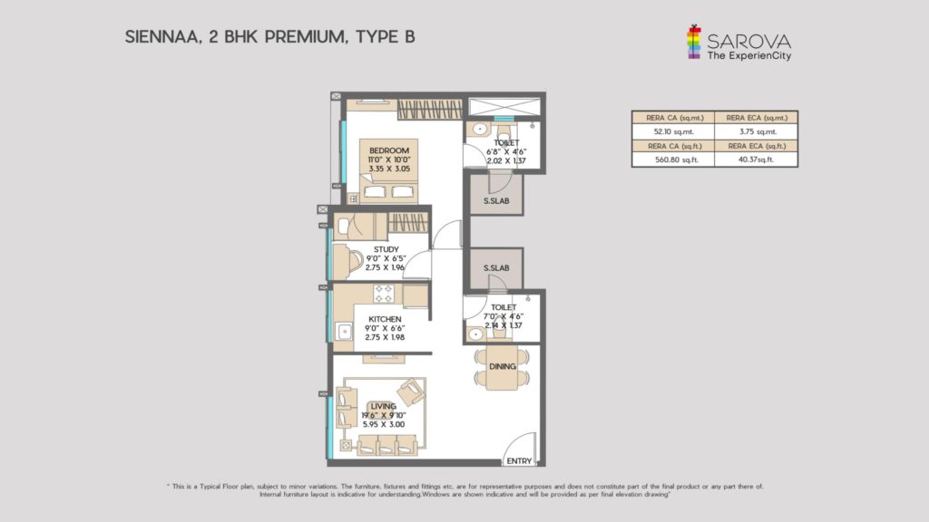 2BHK Premium/1.5BHK 561sqft Rera Carpet Area Floor Plan1