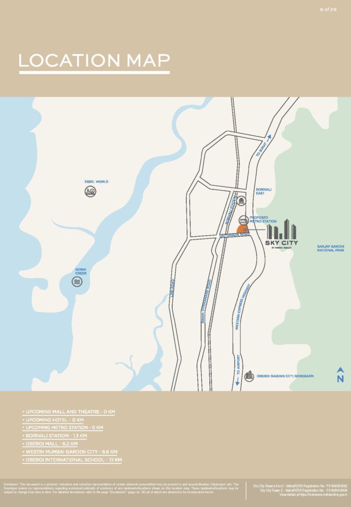Oberoi Sky City Location Map