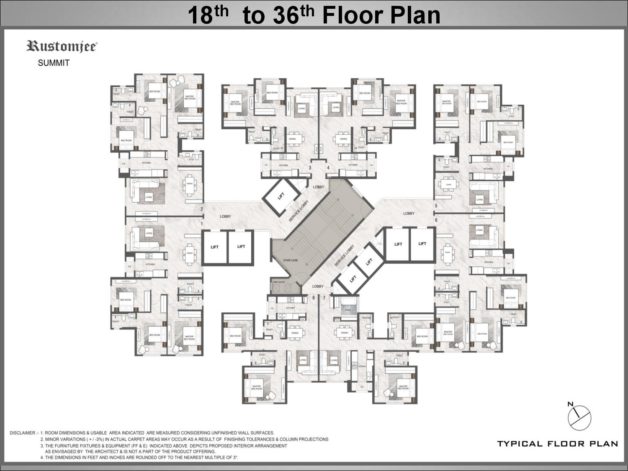 18th to 36th Floor Plan of Rustomjee Summit