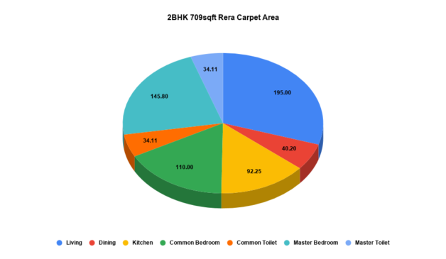 2BHK 709sqft Rera Carpet Area Pie Chart